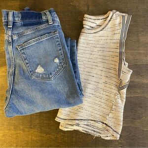 Splendid Heathered Cropped Woven Tank